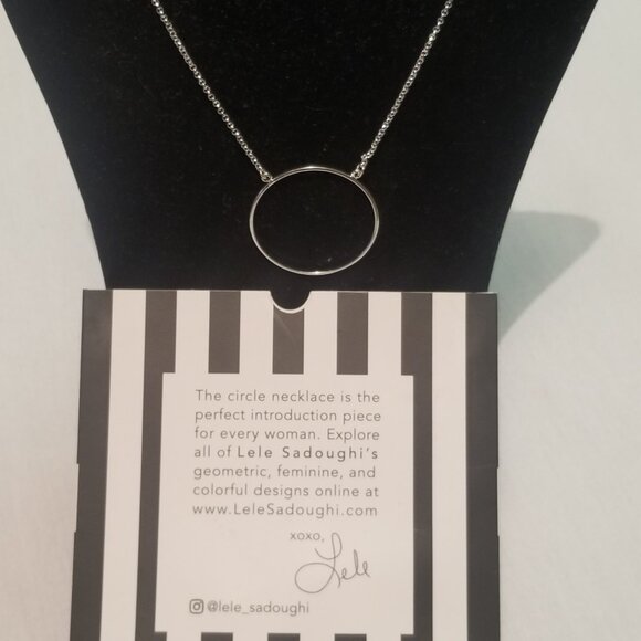 Lele Sadoughi Silver Tone Circle Necklace 19inch - Picture 6 of 8